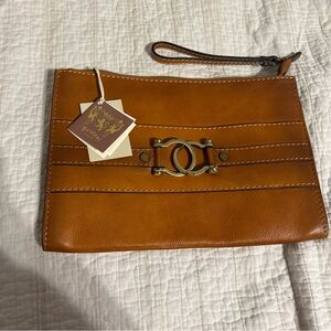 Pratesi Firenze Made In Italy Oversized Leather Clutch NWT Brown